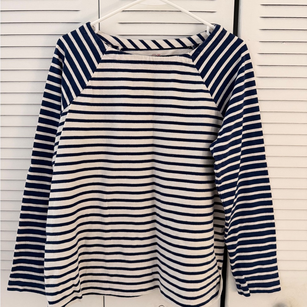 Vineyard Vines Navy and White Striped Shirt